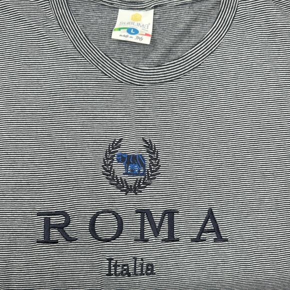 Vintage Sublima ROMA Italia Tee (L) Made in Italy Embroider Stripe Euro Tourist - Picture 5 of 10